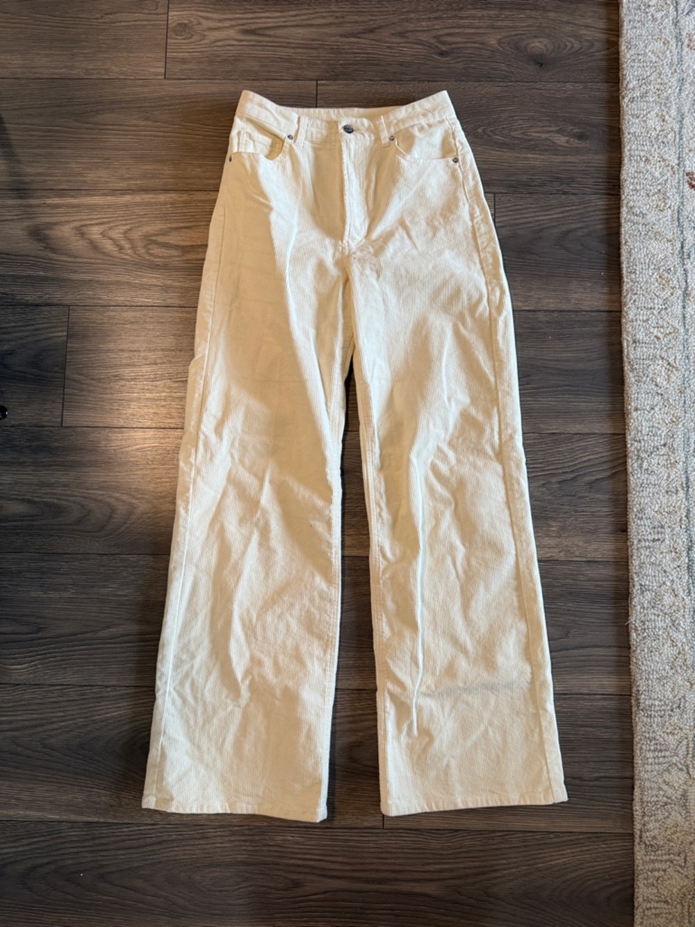 H&M corduroy Cream Wide-Leg Jeans